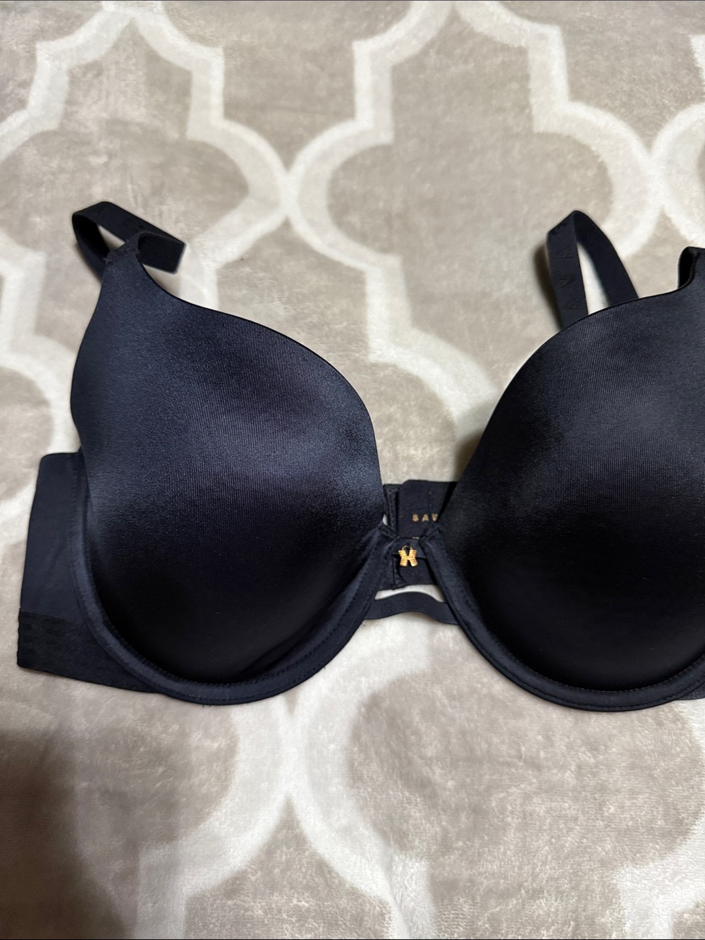 Savage X Fenty Smooth Black T-Shirt Bra with Gold Accent